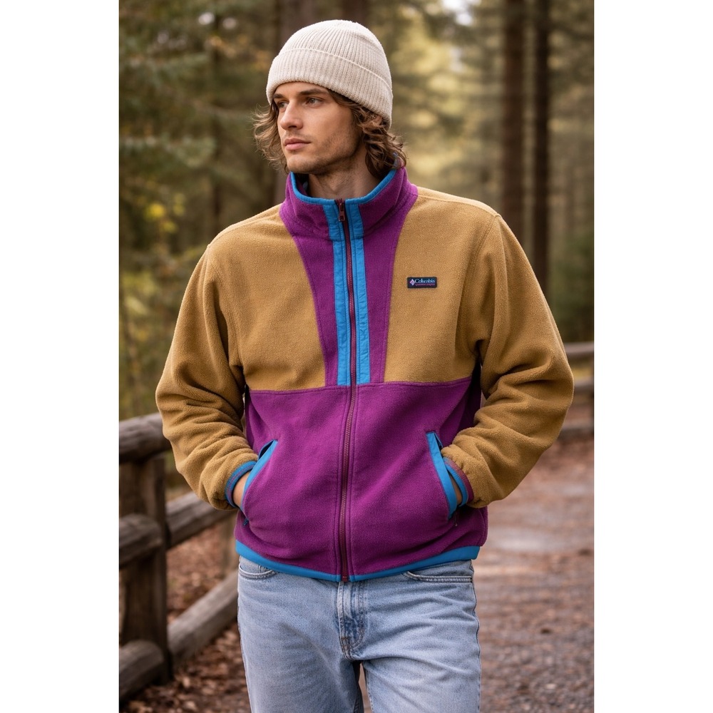 Columbia Two-Tone Purple & Tan Lightweight Fleece Jacket